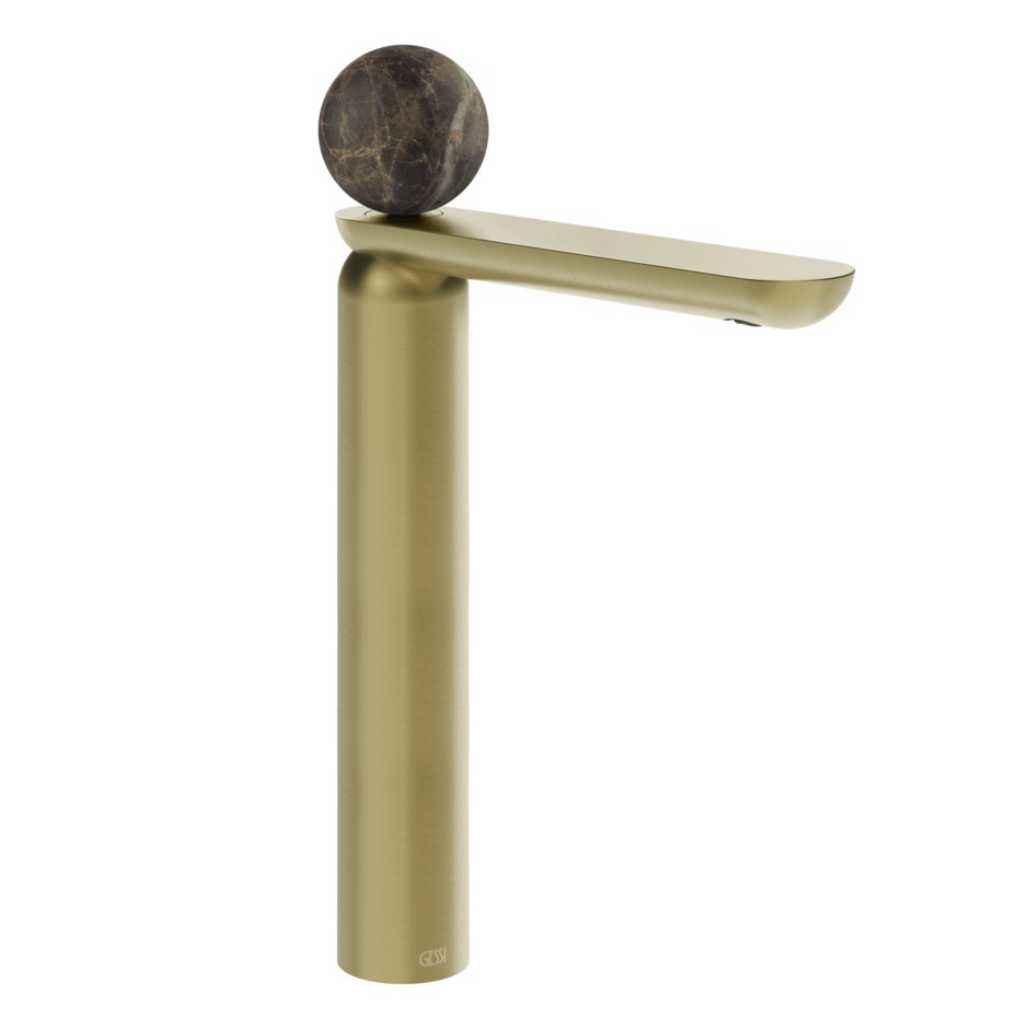 Смеситель для раковины Gessi Perle 74104 высокий без донного клапана с вентилем из мрамора Emperador Dark ФОТО