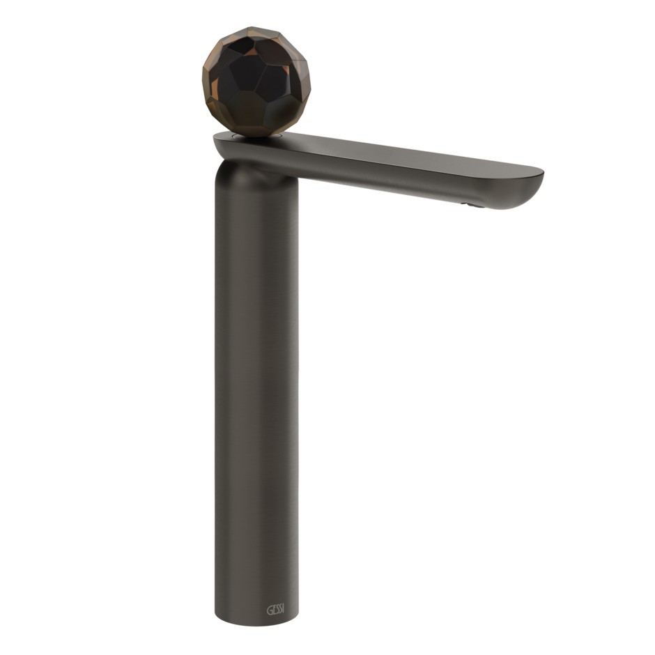 Изображение Смеситель для раковины Gessi Perle 74253 высокий с донным клапаном и вентилем из муранского стекла Sfaccettato