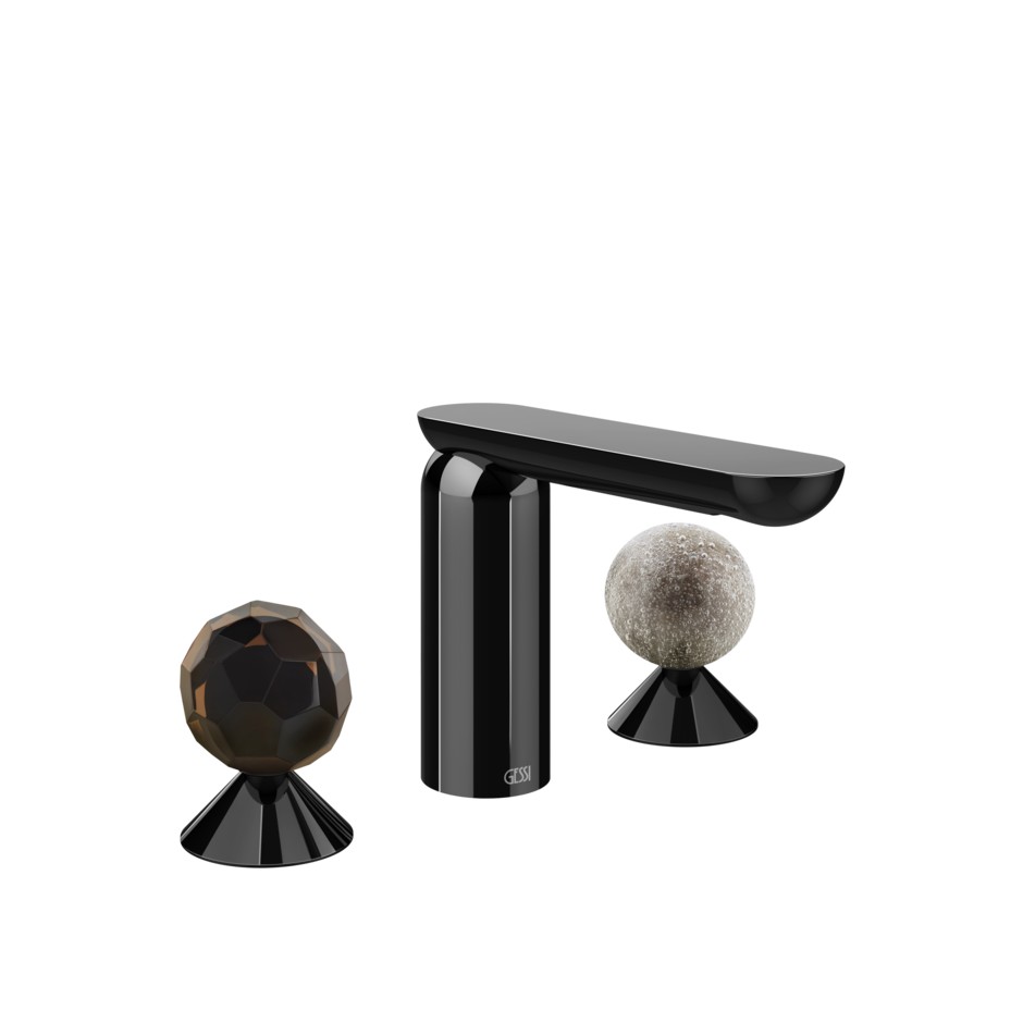 Смеситель для раковины Gessi Perle 74265 без донного клапана с вентилями-сферами из муранского стекла Sfaccettato и Pulegoso ФОТО
