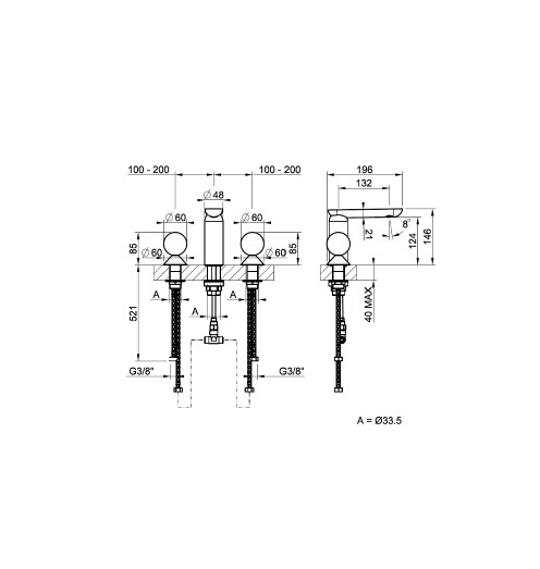 Смеситель для раковины Gessi Perle 74665 без донного клапана с вентилями-сферами из муранского стекла Pulegoso ФОТО