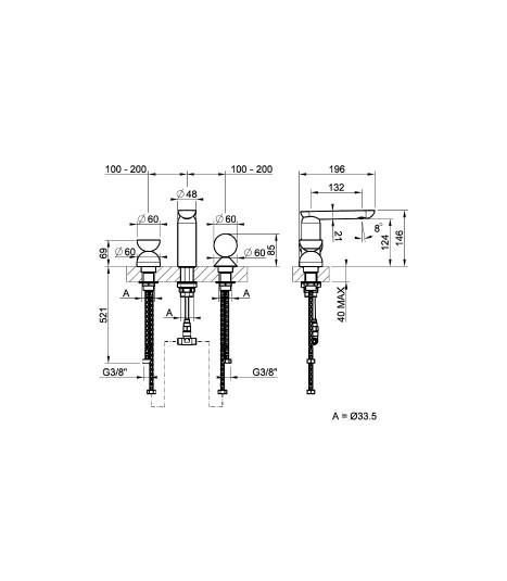 Смеситель для раковины Gessi Perle 74818 без донного клапана с вентилем-полусферой из муранского стекла Battuto и вентилем-сферой из мрамора Emperador Dark ФОТО