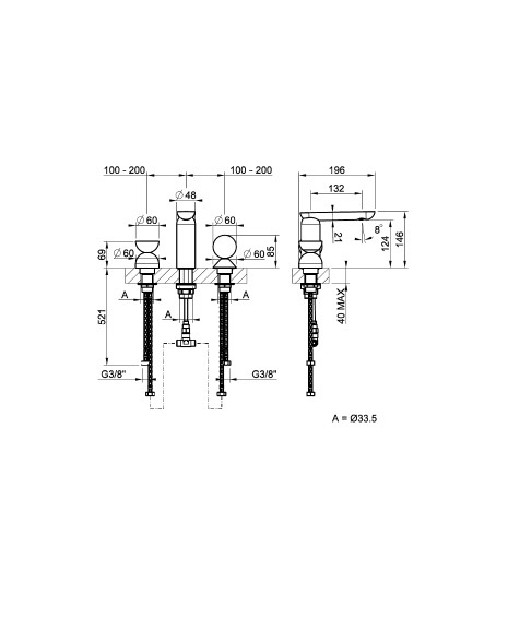Смеситель для раковины Gessi Perle 74908 без донного клапана с металлическими вентилями-полусферой и сферой ФОТО