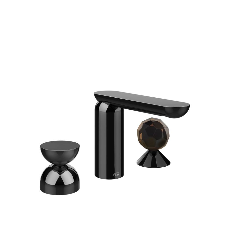Смеситель для раковины Gessi Perle 74928 без донного клапана с металлическим вентилем-полусферой и вентилем-сферой из муранского стекла Sfaccettato ФОТО