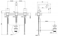 Смеситель для раковины Gessi Rettangolo T 20402 с донным клапаном схема 2