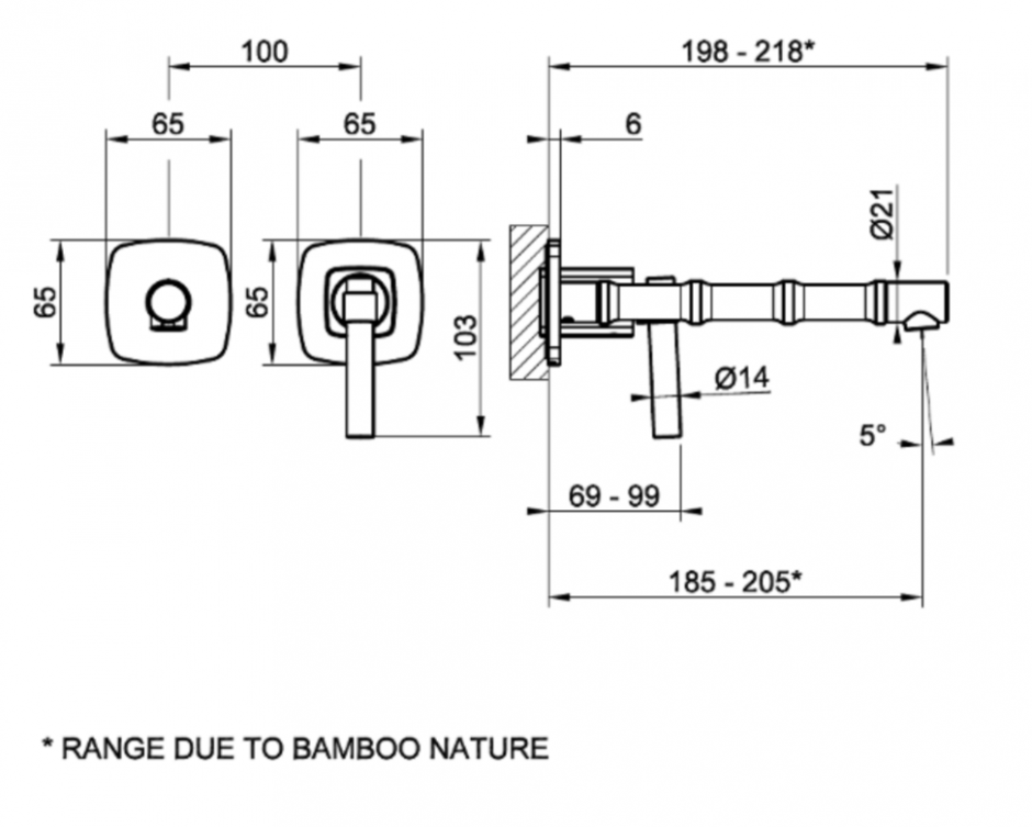Смеситель для раковины встраиваемый Gessi Jacqueline 77288 однорычажный с вентилем под дерево ФОТО