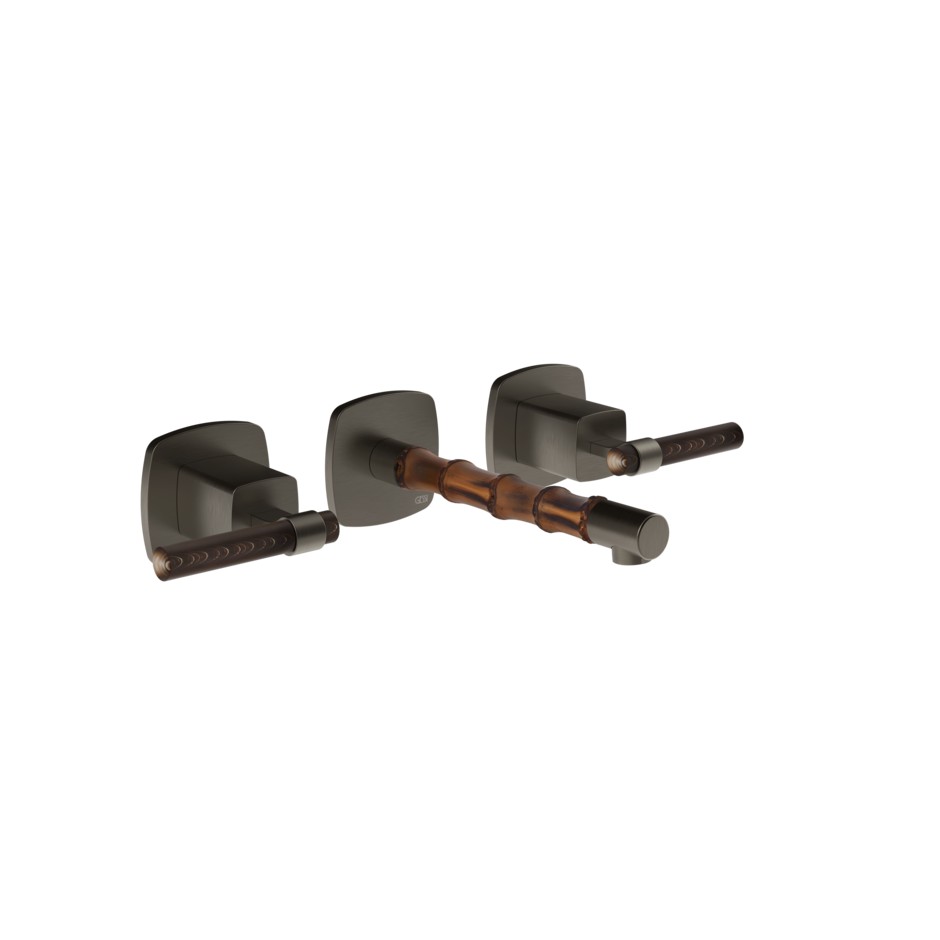 Смеситель для раковины встраиваемый Gessi Jacqueline 77290 на 3 отверстия с Г-образными вентилями под дерево ФОТО