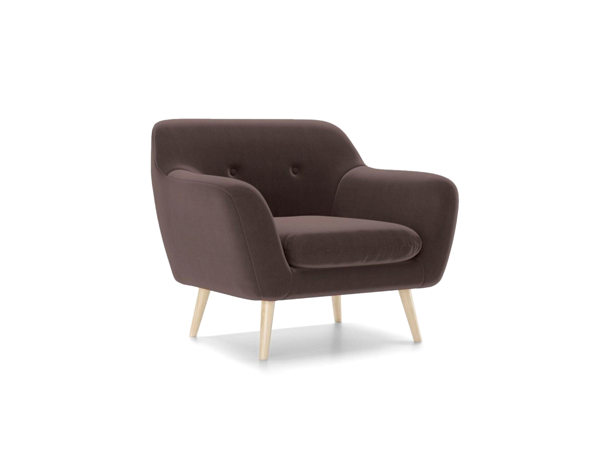 Кресло на ножках Реймс велюр Ангора шоколад (Angora chocolate)