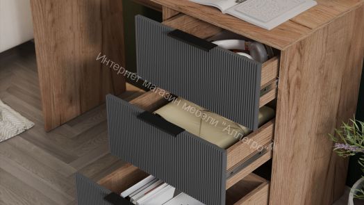 Стол письменный «Графит» Дуб Крафт Табачный, Холст Вулкан