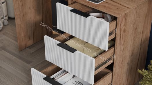 Стол письменный «Графит»Дуб Крафт Табачный, Холст Белый