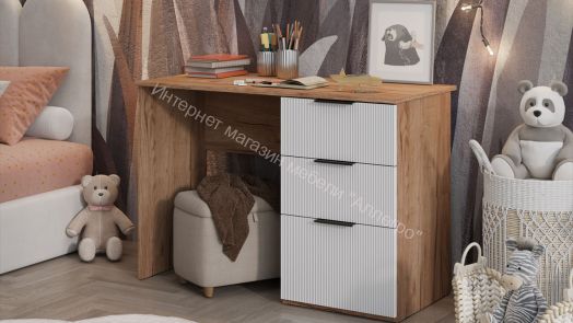 Стол письменный «Графит»Дуб Крафт Табачный, Холст Белый