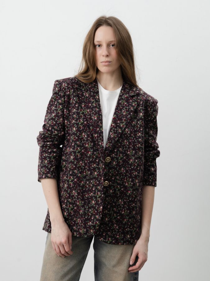 Пиджак винный в цветочек