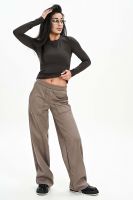 Брюки из мягкой эко замши [бежевый]