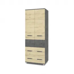 Виора В23 Шкаф 2-х дв. с 2 ящ. (ш800*г520*в2100мм) Камень темный - Ирландский дуб