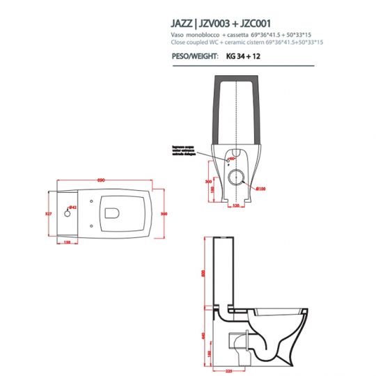Унитаз Artceram Jazz JZV003 01 схема 2