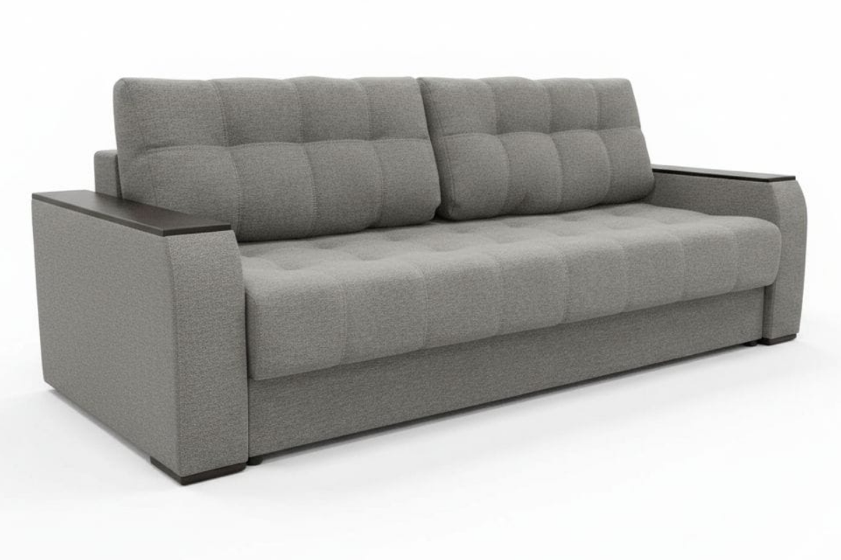 Диван прямой Мальта 2 БД Еврокнижка накладка Тёмное дерево рогожка Кана (Kana) 05