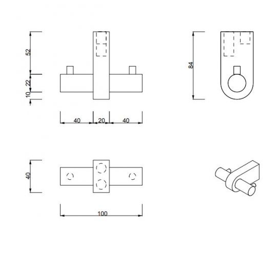 Крючок для полотенец в душевую Decor Walther Century 05860 схема 4
