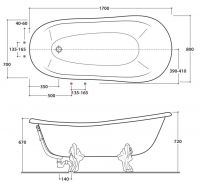 Ванна из искусственного камня Globo Bathtubs PA100 170x80 схема 2