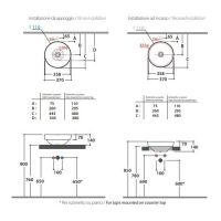 Раковина Globo T-Edge встраиваемая B6T38 37 х 37 схема 2