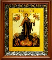 Икона Спас Смоленский в киоте с басмой Виноградная Лоза (UV-печать)(30915)