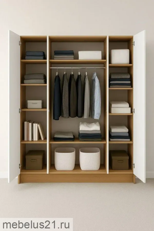 Шкаф 4-х дверный Лион Сонома/Белый