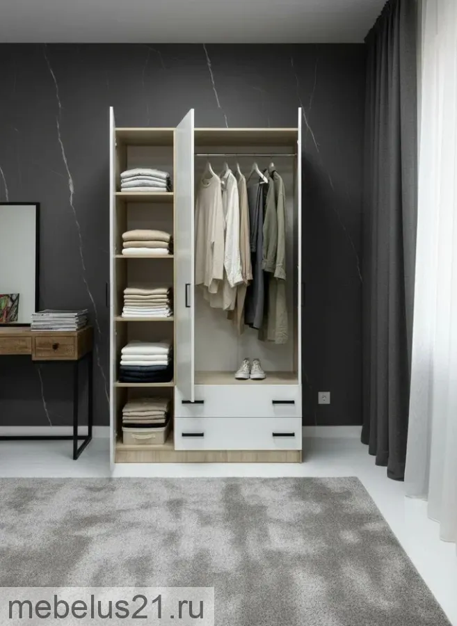 Шкаф 3-х дверный Турин Сонома/Белый