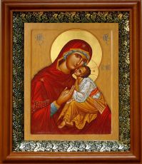 Икона Умиление Елеуса в киоте с басмой Виноградная Лоза (UV-печать)(30982)