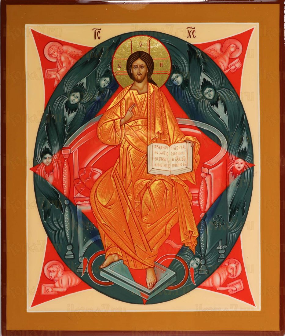 Рукописная Икона Спас в Силах 21х25 см