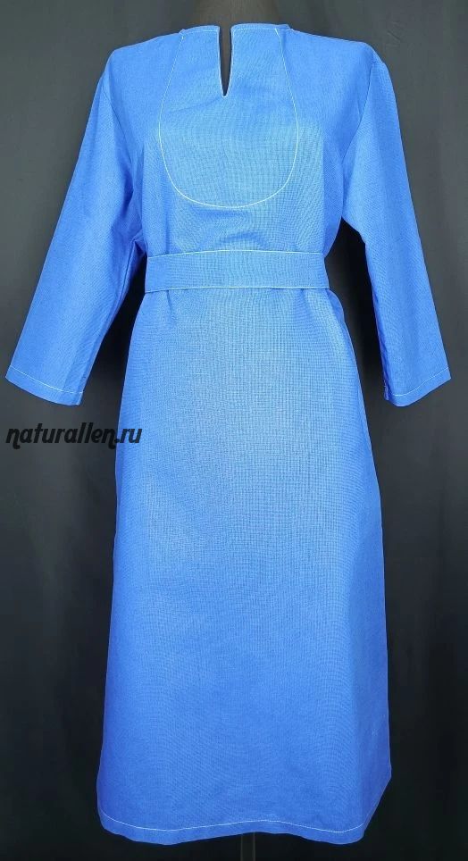 Льняное платье-бохо с поясом 44-54 ряд