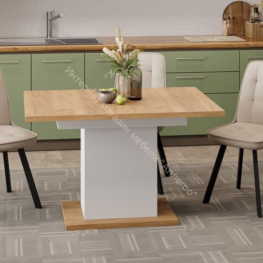 Стол раздвижной «Детройт» Тип 4 - 009.005.000 Белый, Дуб Крафт золотой