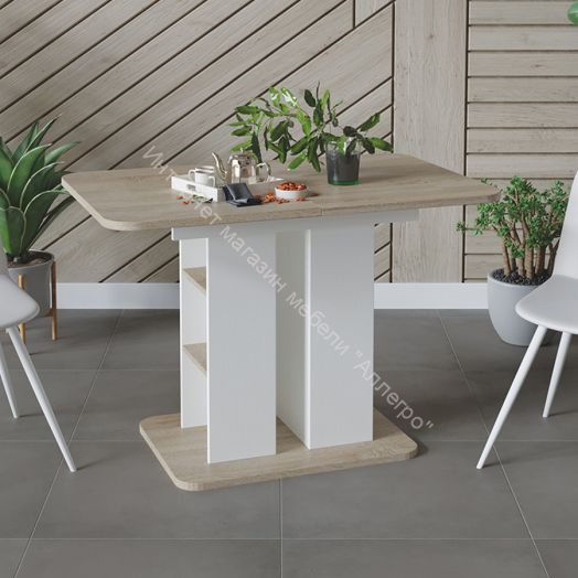 Стол обеденный «Мюнхен» Тип 2 Белый Ясень, Дуб Сонома