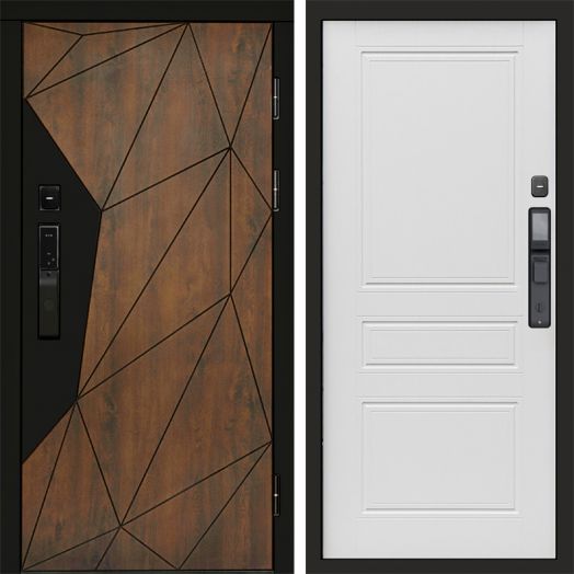Входная дверь ВДК Геометрия с электронным замком - Классика Лиственница