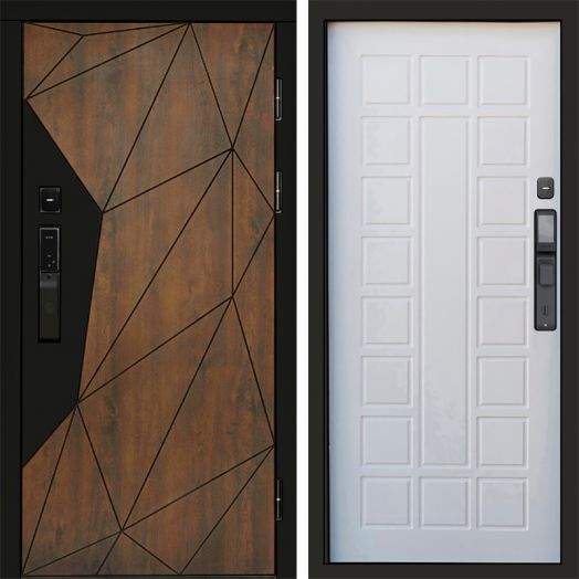 Входная дверь ВДК Геометрия с электронным замком - Престиж Белое дерево