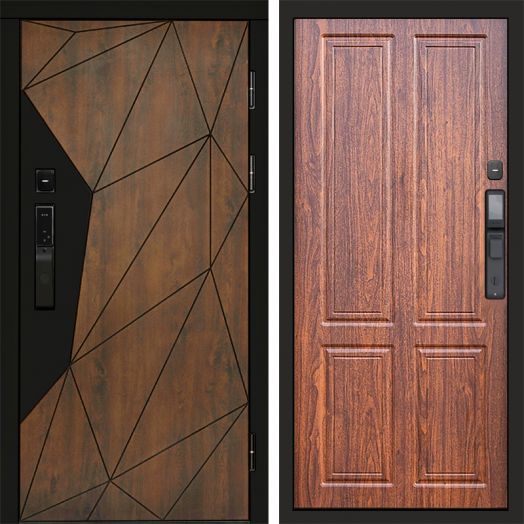 Входная дверь ВДК Геометрия с электронным замком - Орех стандарт