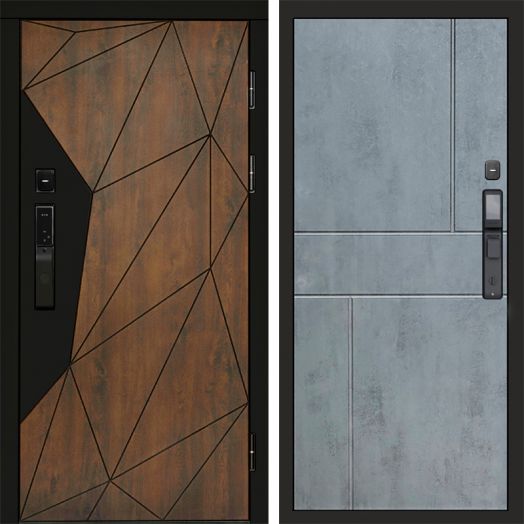 Входная дверь ВДК Геометрия с электронным замком - Горизонт Бетон темный