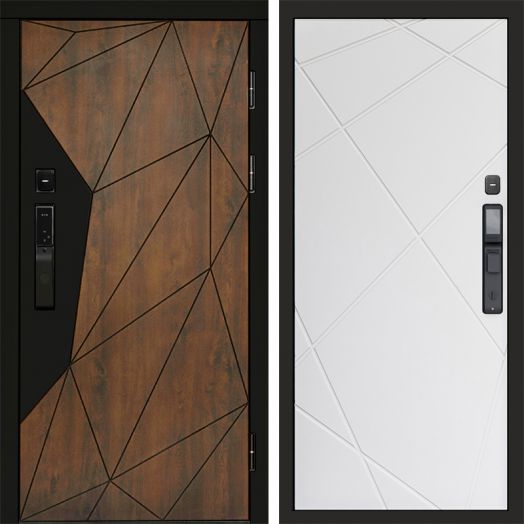 Входная дверь ВДК Геометрия с электронным замком - Лучи Белый