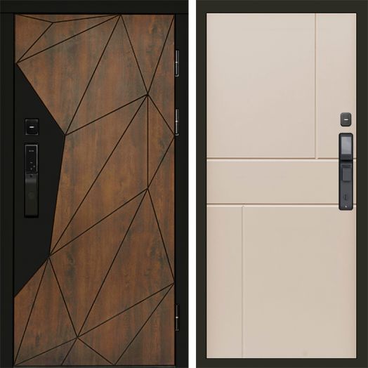 Входная дверь ВДК Геометрия с электронным замком - Горизонт Слоновая кость