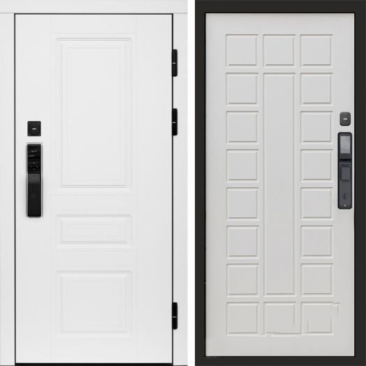 Входная дверь ВДК Орегон Вайт с электронным замком - Престиж Бежевый матовый