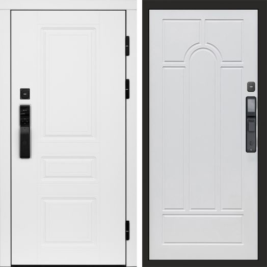 Входная дверь ВДК Орегон Вайт с электронным замком - Арка Белое дерево