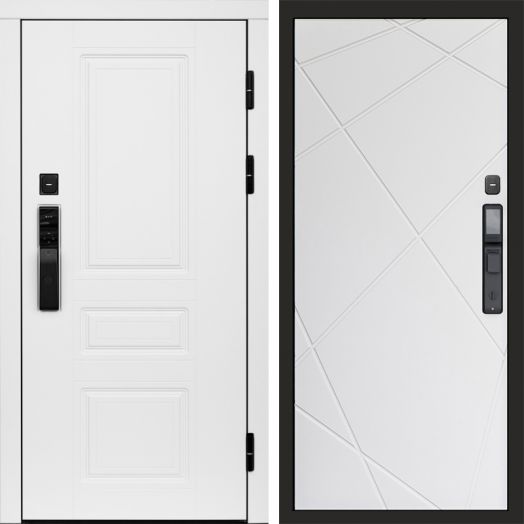Входная дверь ВДК Орегон Вайт с электронным замком - Лучи Белый