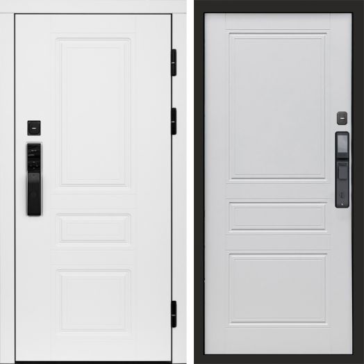 Входная дверь ВДК Орегон Вайт с электронным замком - Классик Белый софт