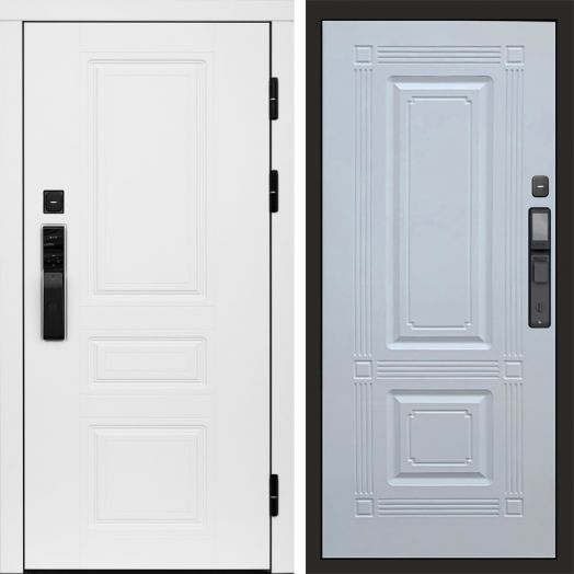 Входная дверь ВДК Орегон Вайт с электронным замком - Мадрид Белый софт