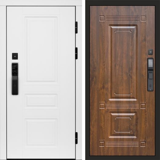 Входная дверь ВДК Орегон Вайт с электронным замком - Мадрид Дуб