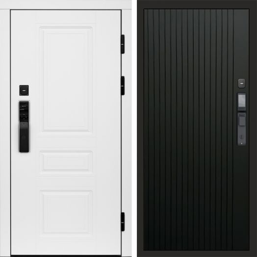 Входная дверь ВДК Орегон Вайт с электронным замком - Flat Черный кварц