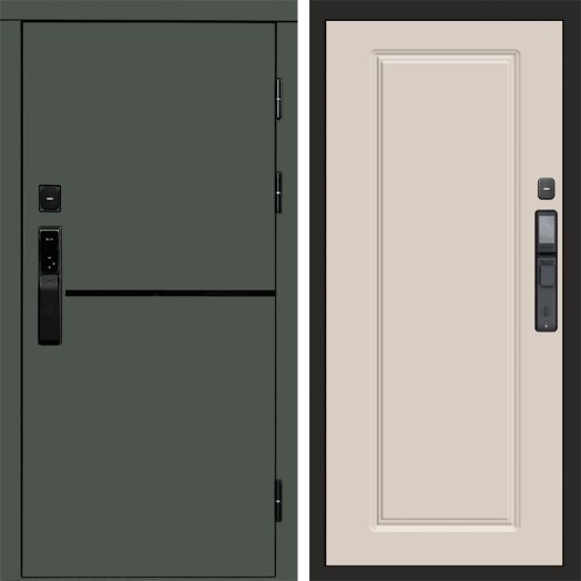 Входная дверь ВДК Тренд Грин с электронным замком - Гранд Слоновая кость