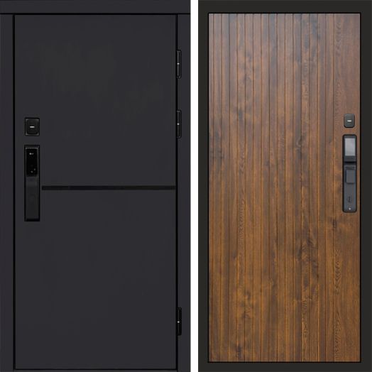 Входная дверь ВДК Тренд Блэк с электронным замком - Flat Дуб