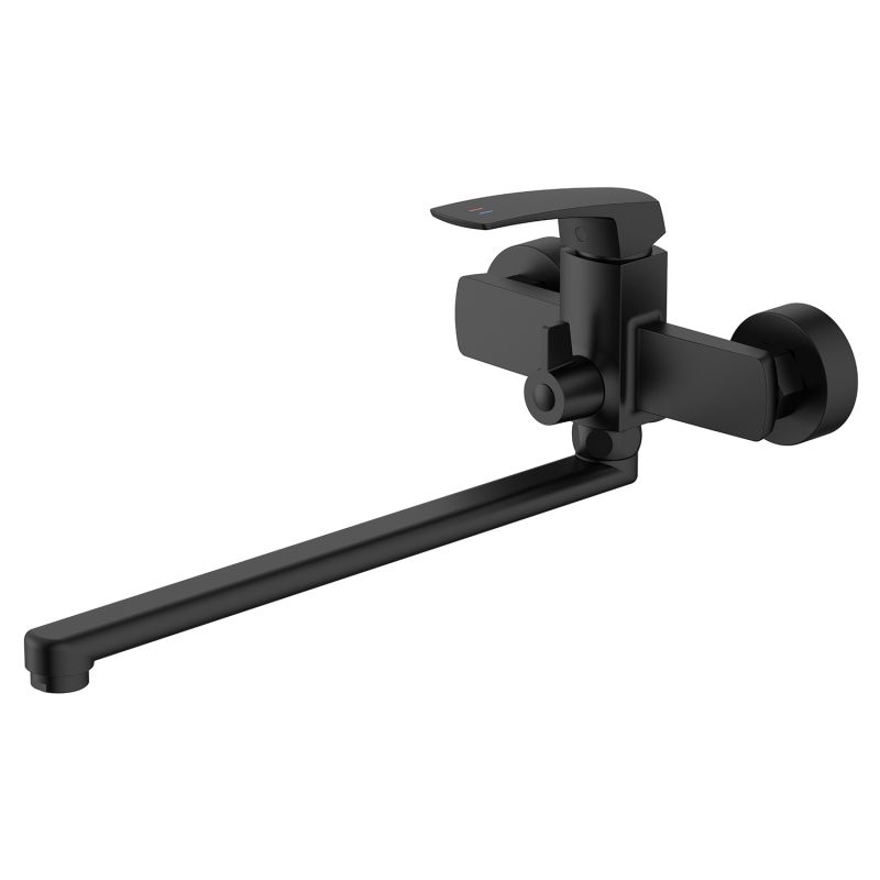 Смеситель для ванны Azario Conda длинный излив, с ручным душем, черный матовый AZ-K1711B