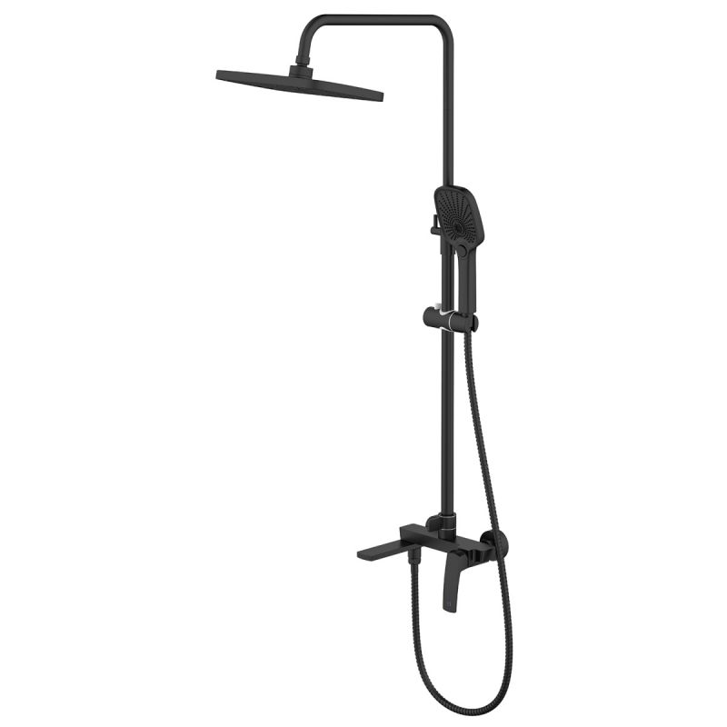 Душевая система Azario Conda с квадратным тропическим душем, черный матовый AZ-K2411B