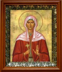 Икона Христина Тирская в киоте с басмой Виноградная Лоза (UV-печать)(31050)