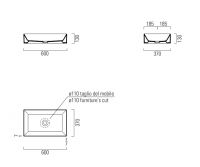 Накладная прямоугольная раковина GSI Kube X 9453 60х37 см схема 2