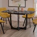 Стол обеденный «Орфей» Черный муар, Стекло глянцевое черный мрамор